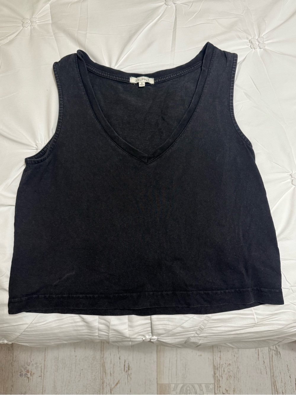 Z Supply Black V-Neck Tank Top - Vintage Washed Black